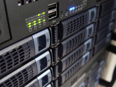 A close-up of network servers